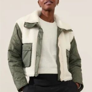 Athleta Green and White Sherpa Jacket